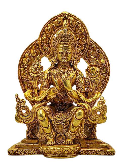 This 10cm tall Maitreya Buddha. Buddhist Miniature Statue, Gold Plated (Product Code: HMS35877) weighs 0.23kg and is available at an offer price of US$20.
