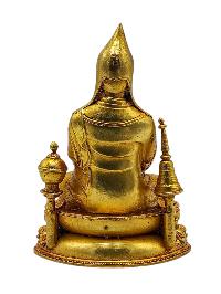 [tsongkhapa]. Buddhist Miniature Statue, [gold Plated]