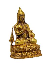 [tsongkhapa]. Buddhist Miniature Statue, [gold Plated]