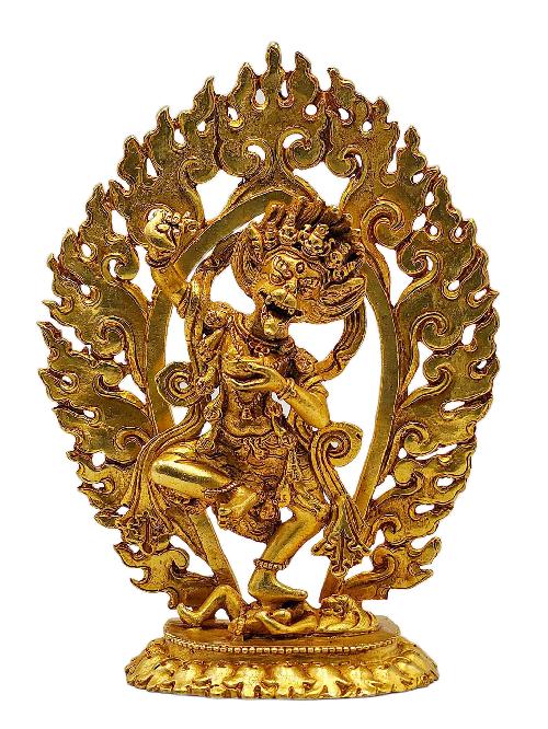 This 16cm tall Simhamukha Yogini. Buddhist Miniature Statue, Gold Plated (Product Code: HMS35881) weighs 0.43kg and is available at an offer price of US$40.