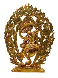 [simhamukha Yogini]. Buddhist Miniature Statue, [gold Plated]