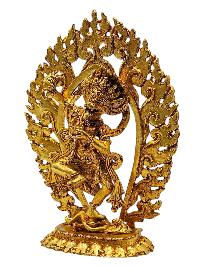 [simhamukha Yogini]. Buddhist Miniature Statue, [gold Plated]