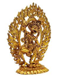 [simhamukha Yogini]. Buddhist Miniature Statue, [gold Plated]