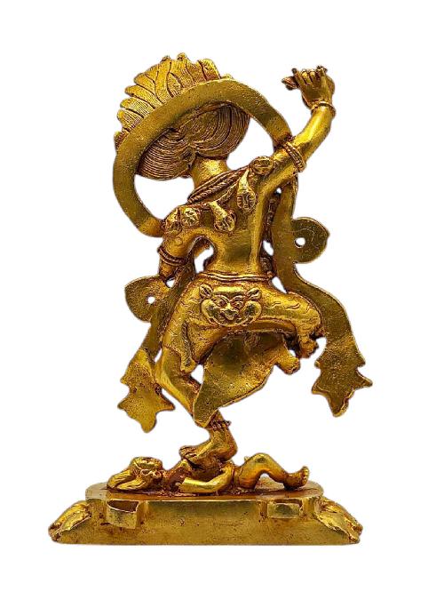 [simhamukha Yogini]. Buddhist Miniature Statue, [gold Plated]