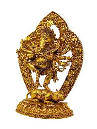 [12 Hands Ganesh]. Buddhist Miniature Statue, [full Gold Plated]