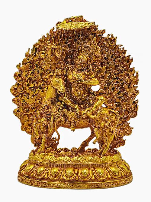 This 12cm tall Palden Lahmo. Buddhist Miniature Statue, Full Gold Plated (Product Code: HMS35887) weighs 0.36kg and is available at an offer price of US$60.