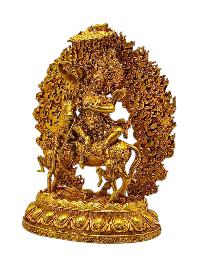 [palden Lahmo]. Buddhist Miniature Statue, [full Gold Plated]