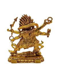 [six Arm Mahakala]. Buddhist Miniature Statue, [full Gold Plated]