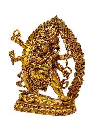 [six Arm Mahakala]. Buddhist Miniature Statue, [full Gold Plated]