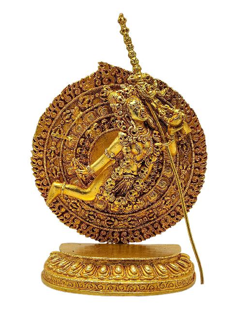 This 17cm tall Akash Yogini, Buddhist Miniature Statue, Gold Plated (Product Code: HMS35897) weighs 0.56kg and is available at an offer price of US$40.