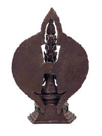 [sitting 1000 Arm Lokeshvara], [sahasrabhuja Avalokitesvara], Buddhist Miniature Statue, [chocolate Oxidized]