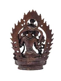 [white Tara], Buddhist Miniature Statue, [chocolate Oxidized]