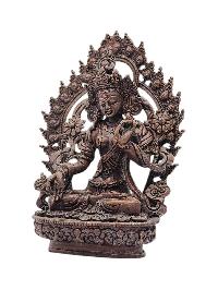 [white Tara], Buddhist Miniature Statue, [chocolate Oxidized]