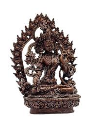 [white Tara], Buddhist Miniature Statue, [chocolate Oxidized]