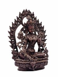 [green Tara], Buddhist Miniature Statue, [chocolate Oxidized]