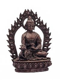 [medicine Buddha], Buddhist Miniature Statue, [chocolate Oxidized]