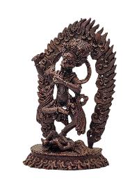 [simhamukha Yogini], Buddhist Miniature Statue, [chocolate Oxidized]