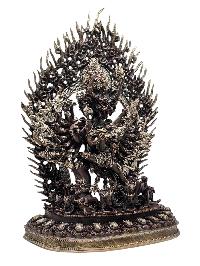 [yamantaka Shakti], [consort], Buddhist Handmade Statue, [silver And Chocolate Oxidized]