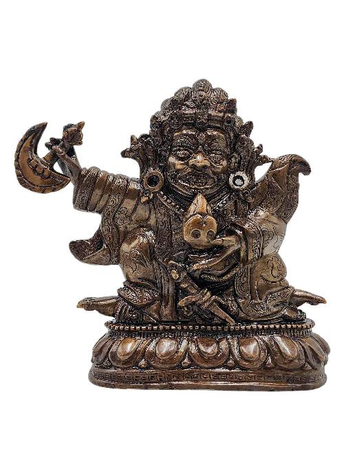 [kajupa Mahakala], Buddhist Miniature Statue, [chocolate Oxidized], [antique Finishing]