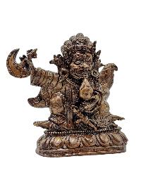 [kajupa Mahakala], Buddhist Miniature Statue, [chocolate Oxidized], [antique Finishing]