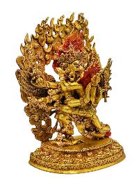 [vajrakilaya Shakti - Dorje Phurba], Buddhist Handmade Statue, [full Gold Plated], [face Painted]