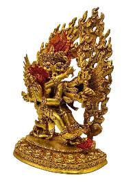 [vajrakilaya Shakti - Dorje Phurba], Buddhist Handmade Statue, [full Gold Plated], [face Painted]