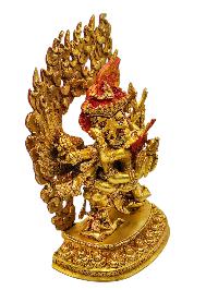 [vajrakilaya Shakti - Dorje Phurba], Buddhist Handmade Statue, [full Gold Plated], [face Painted]