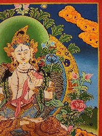 [white Tara] Thangka, Tibetan Buddhist Art, [hand Painted]