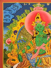 [green Tara] Thangka, Tibetan Buddhist Art, [hand Painted]