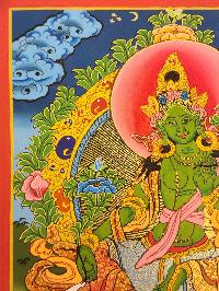 [green Tara Thangka, Tibetan Buddhist Art, [hand Painted]