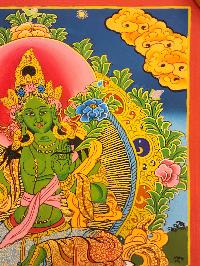 [green Tara Thangka, Tibetan Buddhist Art, [hand Painted]