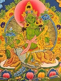 [green Tara Thangka, Tibetan Buddhist Art, [hand Painted]