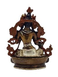 [green Tara], Buddhist Miniature Statue, [silver And Chocolate Oxidized]