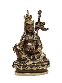 [padmasambhava], Buddhist Miniature Statue, [silver And Chocolate Oxidized]