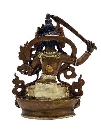 [manjushri], Buddhist Miniature Statue, [silver And Chocolate Oxidized]