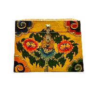 Buddhist Wooden Box With [lotus] Design, Tibetan Style With Traditional Colors