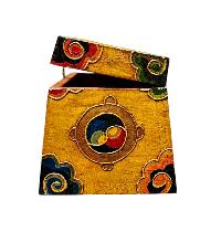 Buddhist Wooden Box With [lotus] Design, Tibetan Style With Traditional Colors