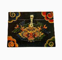Buddhist Wooden Box With [cheppu] Design, Tibetan Style With Traditional Colors