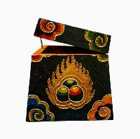 Buddhist Wooden Box With [cheppu] Design, Tibetan Style With Traditional Colors
