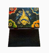 Buddhist Wooden Box With [cheppu] Design, Tibetan Style With Traditional Colors