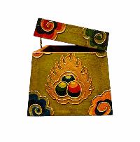Buddhist Wooden Box With [cheppu] Design, Tibetan Style With Traditional Colors