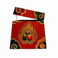Buddhist Wooden Box With [cheppu] Design, Tibetan Style With Traditional Colors