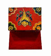 Buddhist Wooden Box With [cheppu] Design, Tibetan Style With Traditional Colors