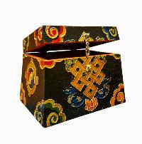 Buddhist Wooden Box With [infinity Knot] Design, Tibetan Style With Traditional Colors