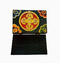 Buddhist Wooden Box With [infinity Knot] Design, Tibetan Style With Traditional Colors