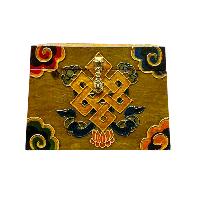 Buddhist Wooden Box With [infinity Knot] Design, Tibetan Style With Traditional Colors
