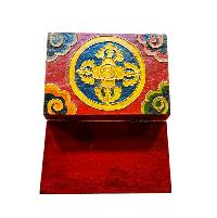 Buddhist Wooden Box With [infinity Knot] Design, Tibetan Style With Traditional Colors