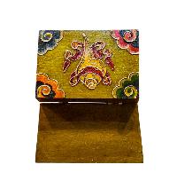 Buddhist Wooden Box With [ashtamangala] Design, Tibetan Style With Traditional Colors