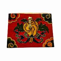 Buddhist Wooden Box With [conch Shell] Design, Tibetan Style With Traditional Colors
