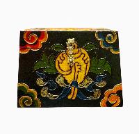 Buddhist Wooden Box With [conch Shell] Design, Tibetan Style With Traditional Colors